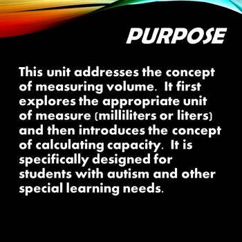 Metric Volume Unit for Special Education PRINT and DIGITAL • Special ...