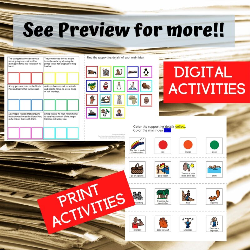 Main Idea Unit for Special Education PRINT AND DIGITAL
