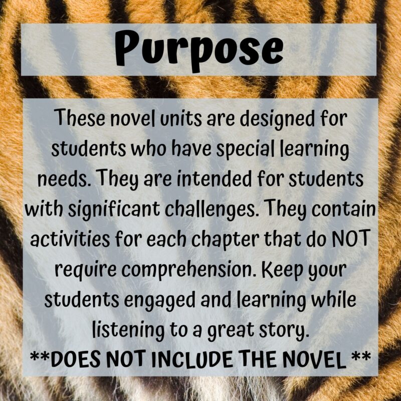 The Tiger Rising Novel Study for Special Education