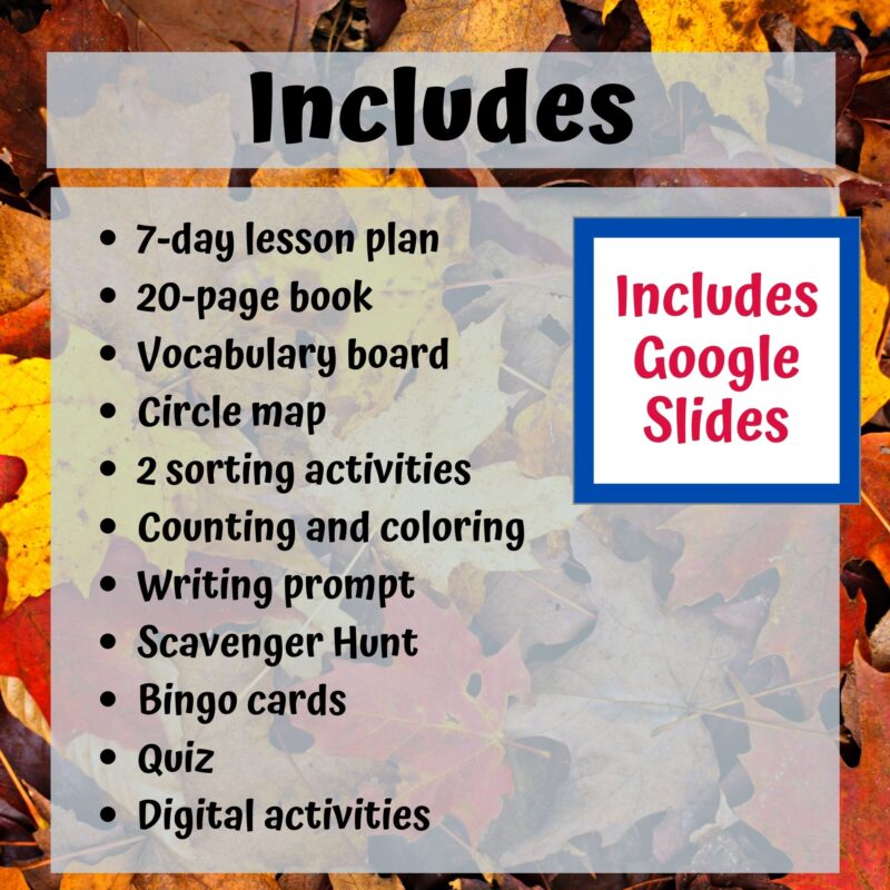 Fall Unit for Special Education PRINT AND DIGITAL