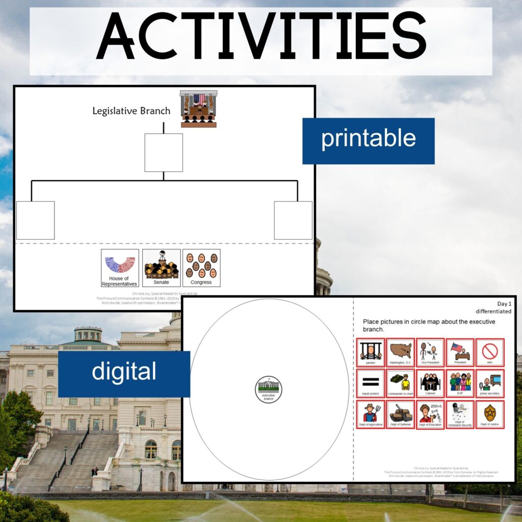3 Branches of Government PPT and activities for Special Education US ...