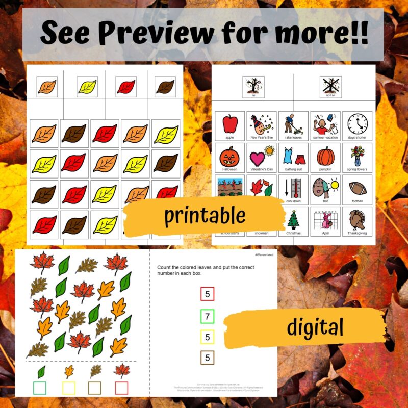 Fall Unit for Special Education PRINT AND DIGITAL