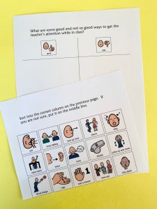 getting the teacher's attention sorting activity