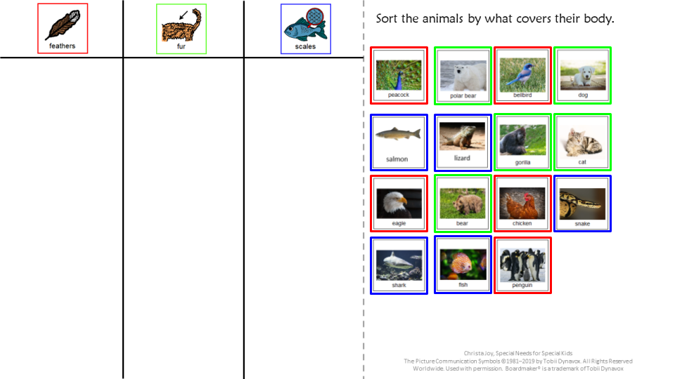 color coded worksheet for google slides