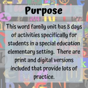 ip Word Family for Special Education PRINT and DIGITAL