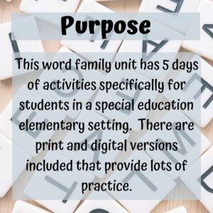 ox Word Family for Special Education