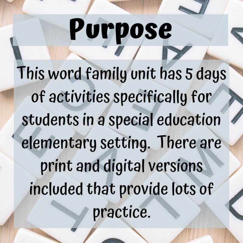 ox Word Family for Special Education