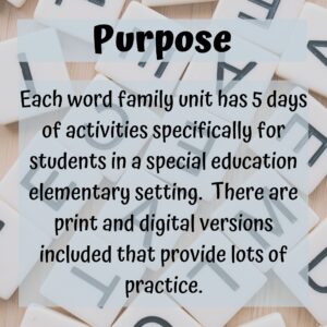 Short o Word Family Bundle for Special Education