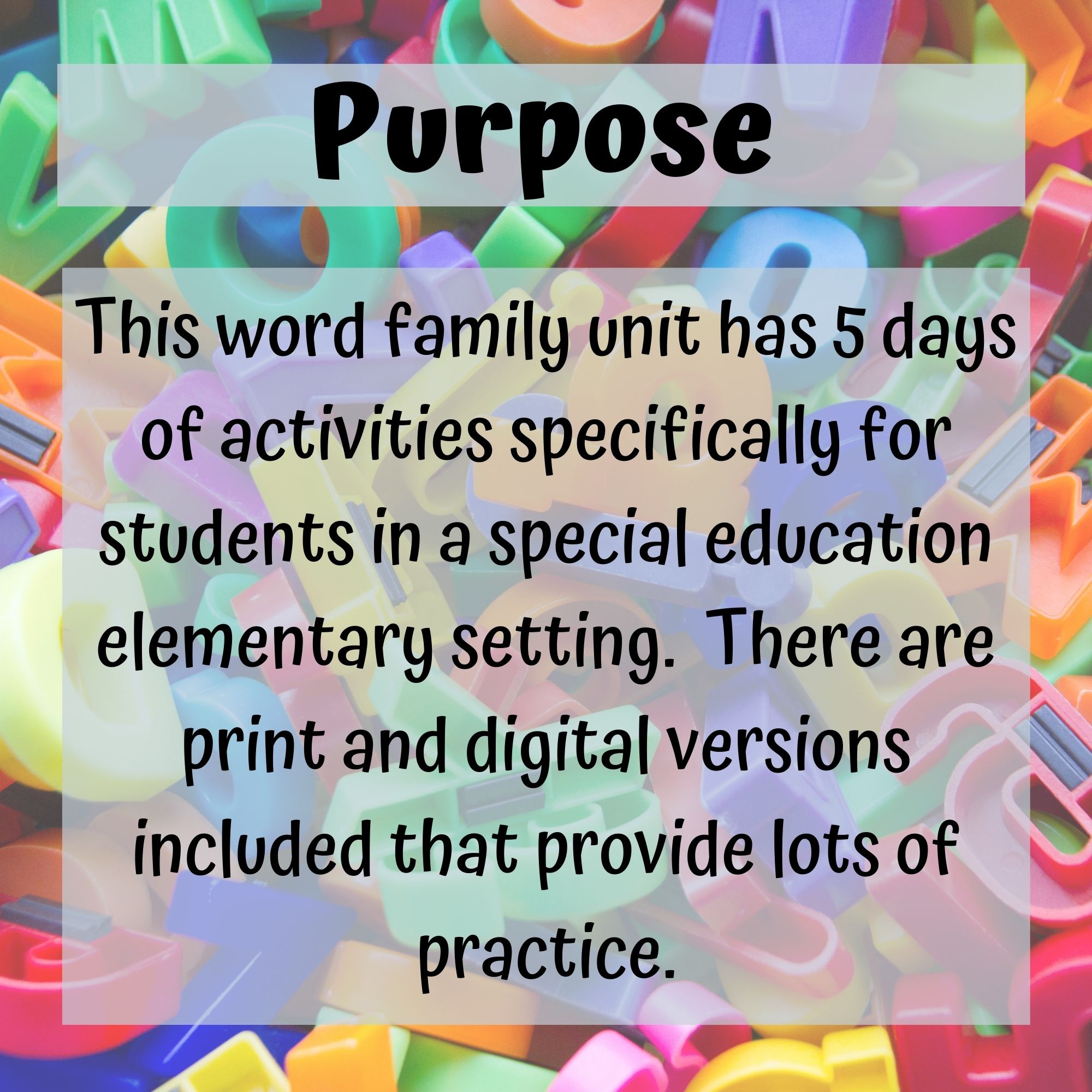 um Word Family for Special Education