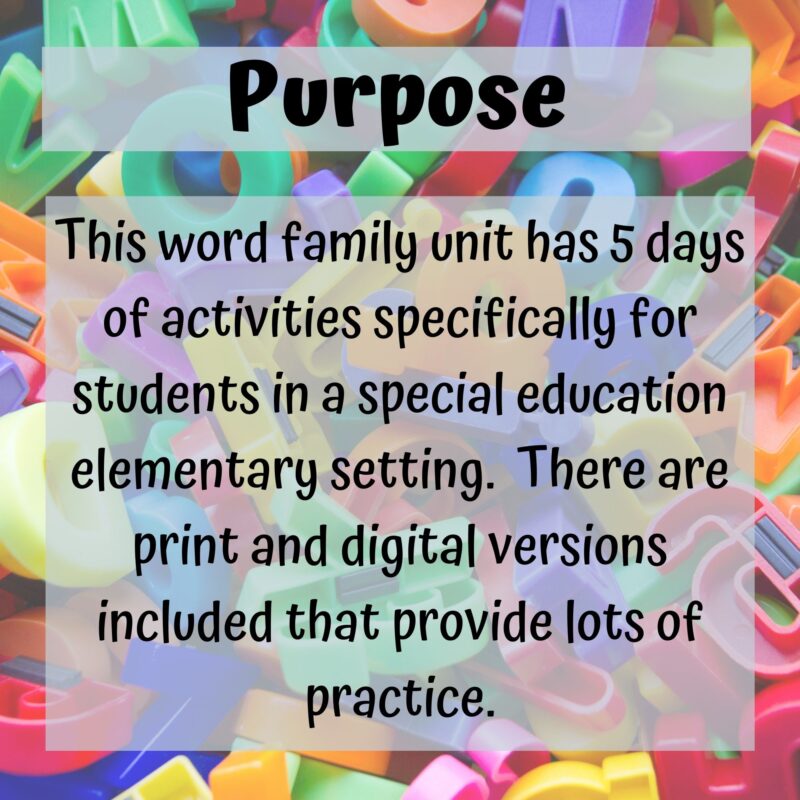 ug Word Family for Special Education