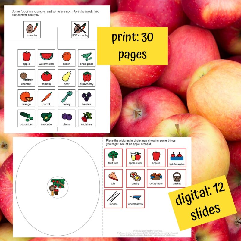 Fall Apples Crisp and Juicy Literacy Unit for Special Education
