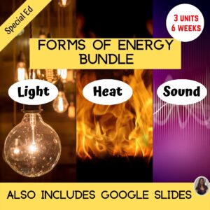 Forms of Energy Bundle - Thermal, Light, Sound for Special Ed
