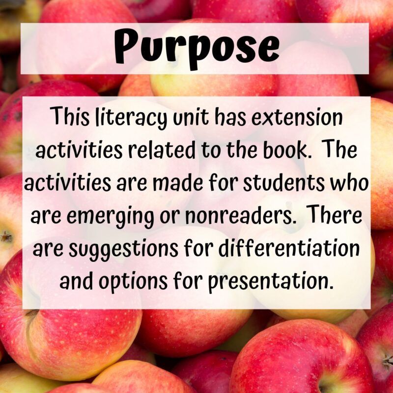 Apples by Gail Gibbons Literacy Unit for Special Education