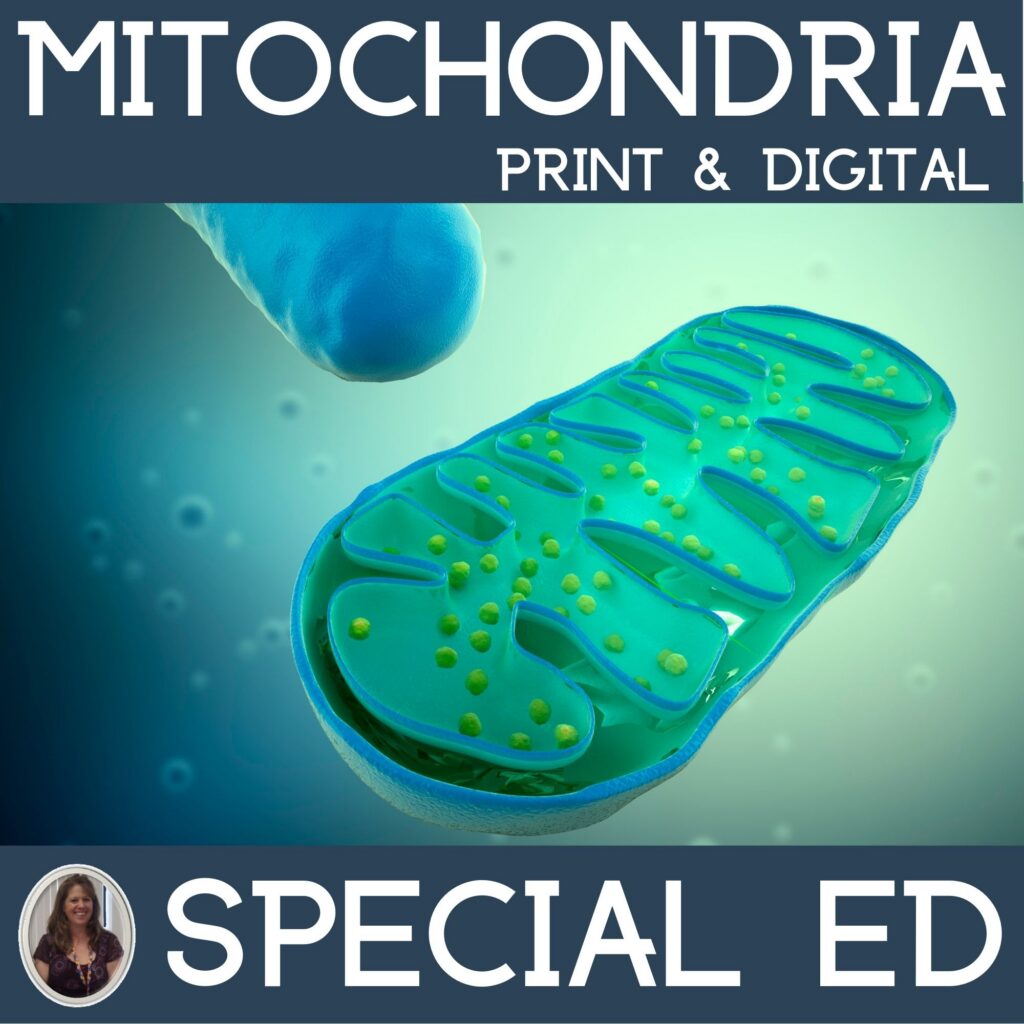 Mitochondria of the Cell Organelle Unit for Special Education PRINT and ...